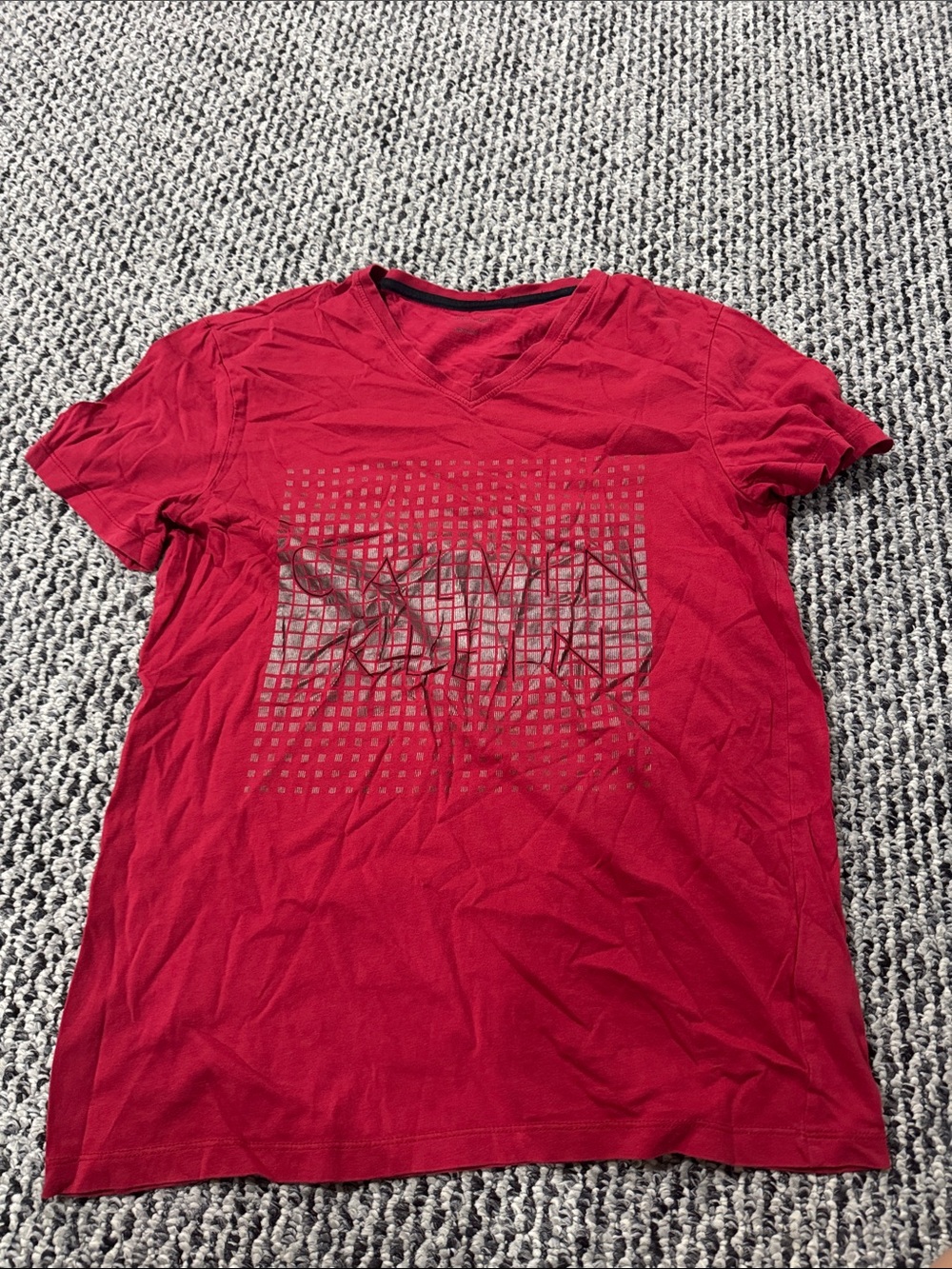 Calvin Klein Red V-Neck Graphic Short Sleeve Tee